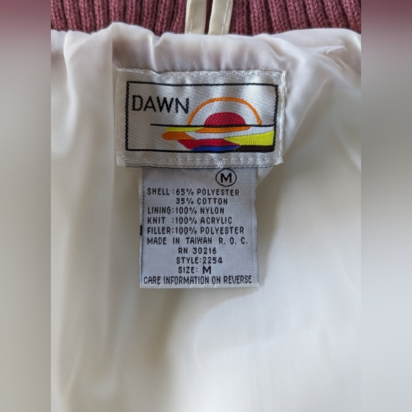 Vintage Puffy White/Pink Ski Jacket Dawn Zippered Toggles Pockets Women's size M - Picture 7 of 16